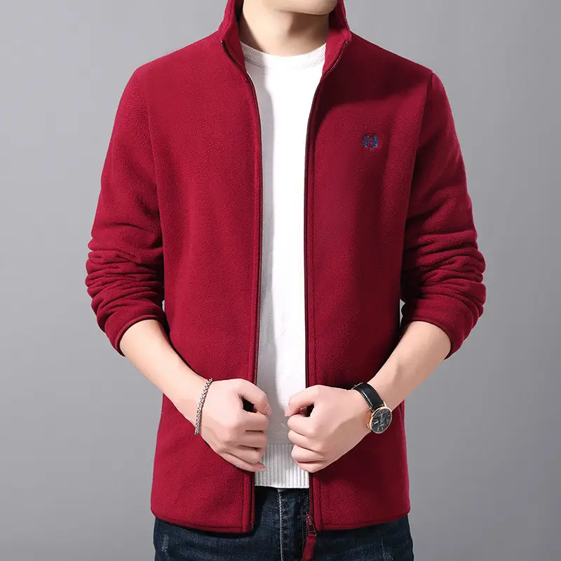 Men's Blue Fleece Zipper Jacket Autumn Winter Youth - Image 8