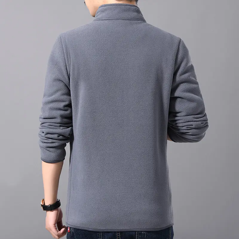 Men's Blue Fleece Zipper Jacket Autumn Winter Youth - Image 9