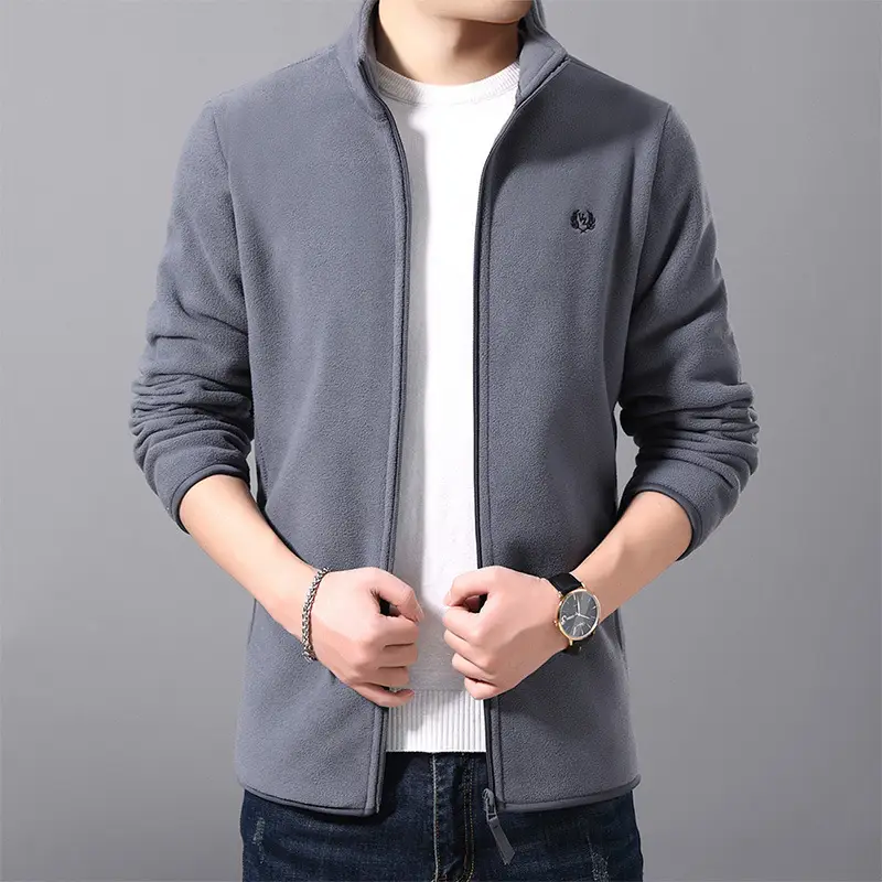 Men's Blue Fleece Zipper Jacket Autumn Winter Youth - Image 2