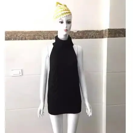 Red Knitted Sleeveless Turtleneck Sweater for Women - Image 6