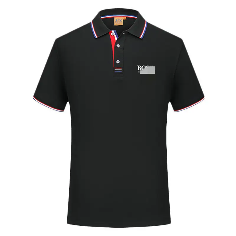 Men's Navy Polo Shirt with Red White Trim - Image 3