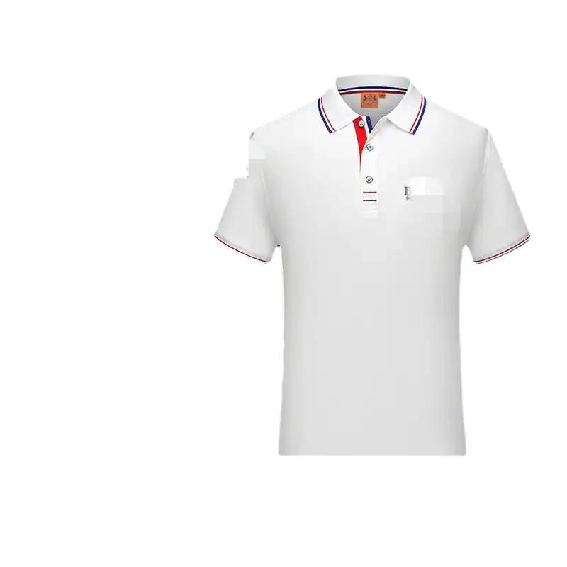Men's Navy Polo Shirt with Red White Trim - Image 7