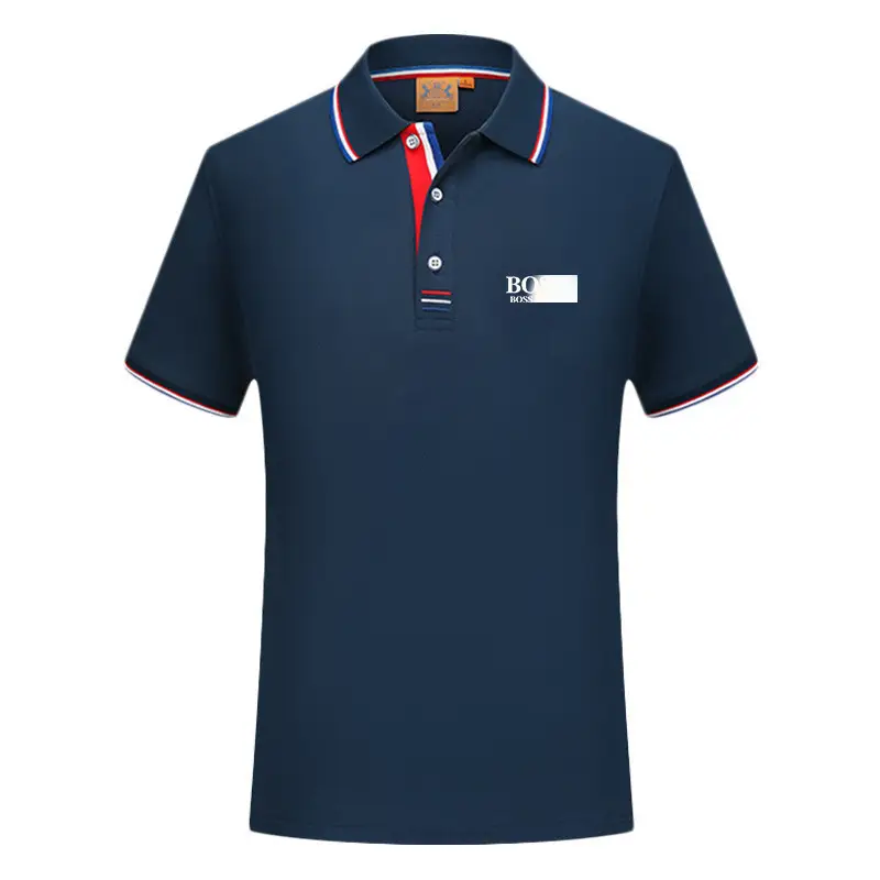 Men's Navy Polo Shirt with Red White Trim - Image 6