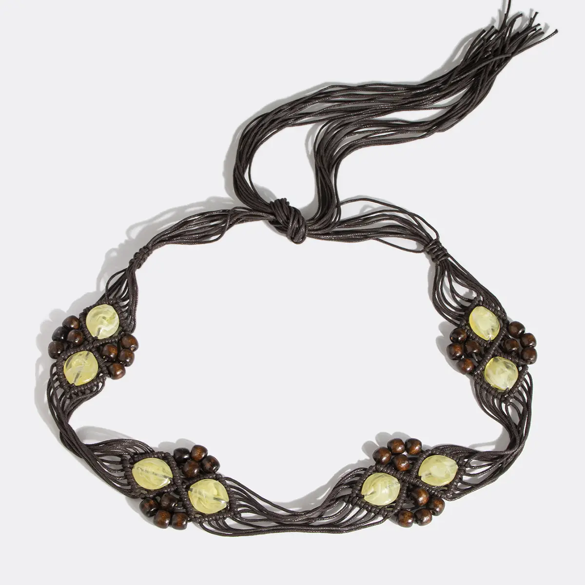 Bohemian Waist Rope Belt with Yellow Beads - Image 3