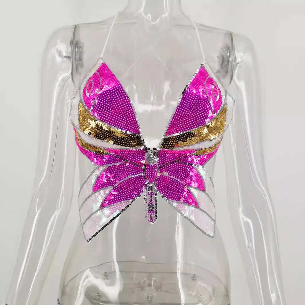 Sexy Butterfly Sequin Vest Top for Women - Image 5