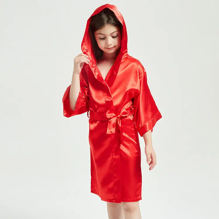 Children's Red Hooded Bathrobe with Hood - Image 5