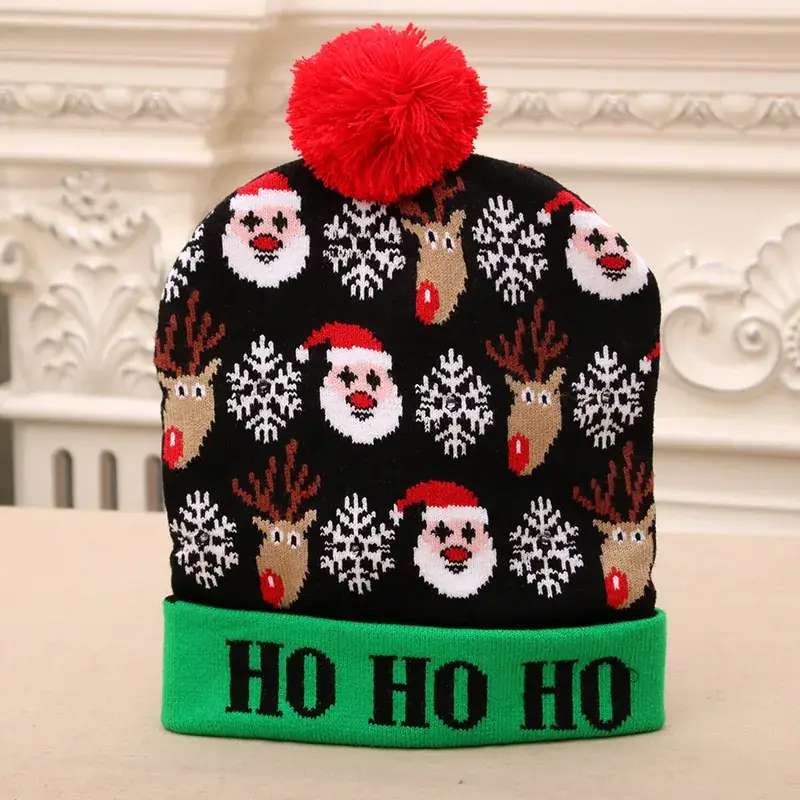 New Cross-Border Christmas Knitted Wool Hats for Adults & Kids - Image 2