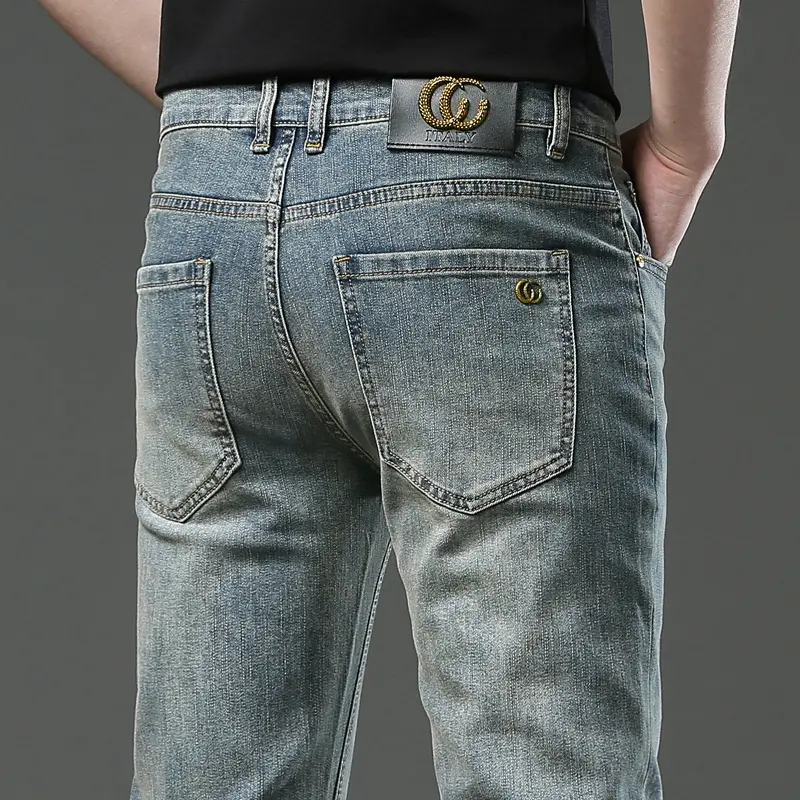 Men's Grey Ice Silk Straight Pants Spring Summer Stretch — feature 11