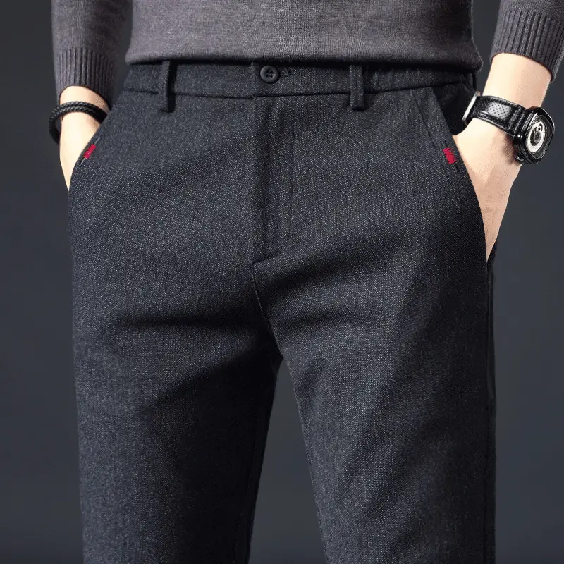 Men's Grey Ice Silk Straight Pants Spring Summer Stretch — feature 13