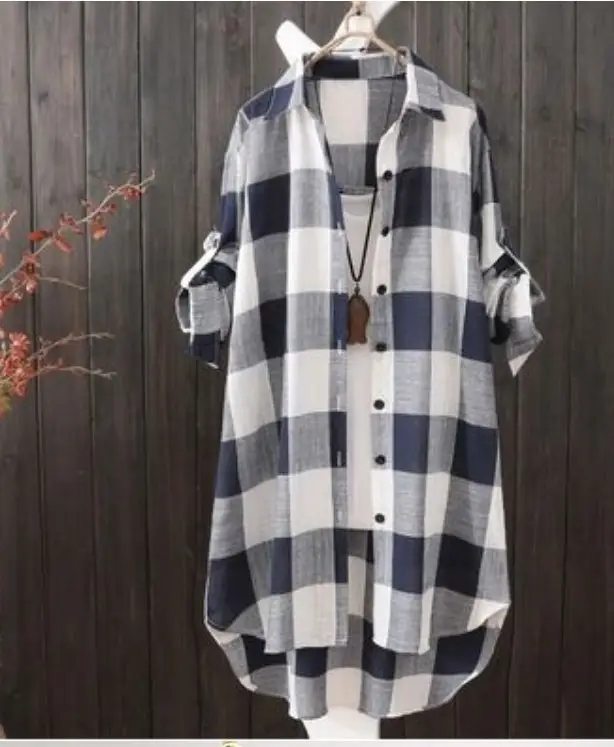 2026 Korean Style Plaid Shirt for Women Plus Size Loose Fit - Image 3