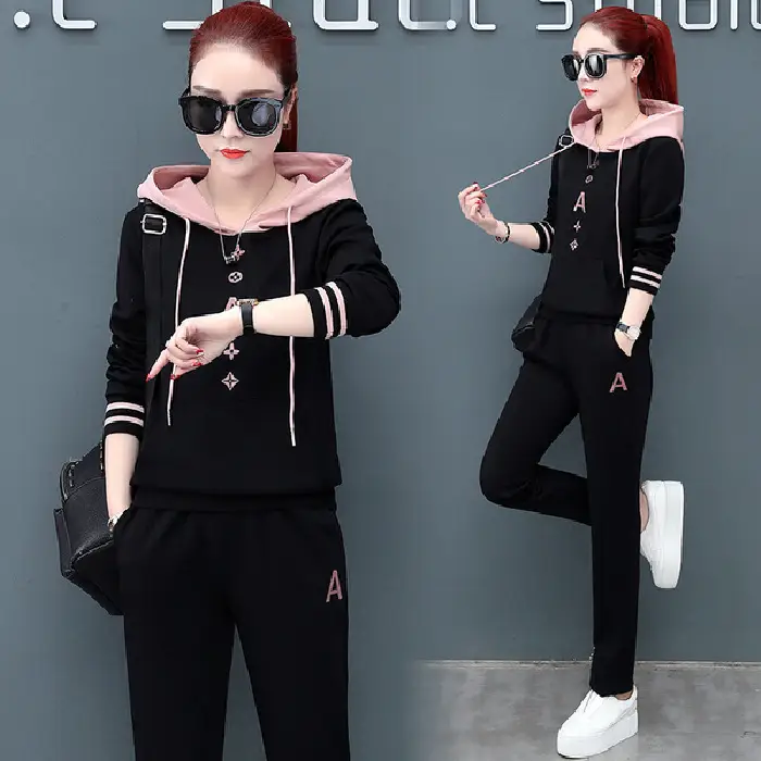 Women Red Black Hoodie Track Suit New Fashion 2024 - Image 2