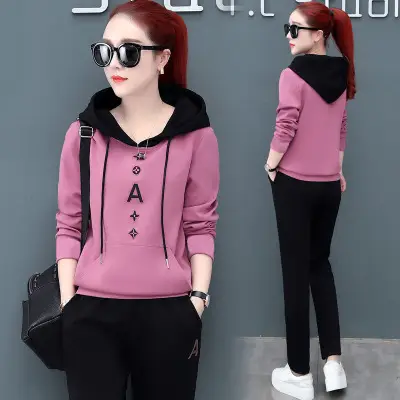Women Red Black Hoodie Track Suit New Fashion 2024 - Image 3