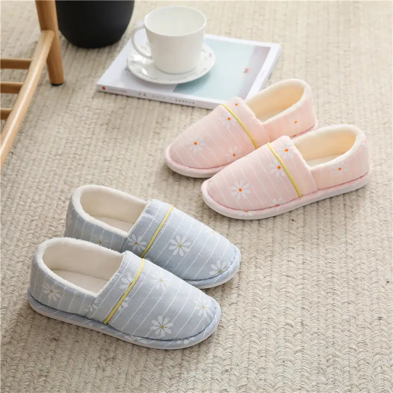 Autumn and Winter Daisy thick-soled non-slip cotton slippers women's indoor and outdoor maternity postpartum confinement shoes spring and summer Four Seasons