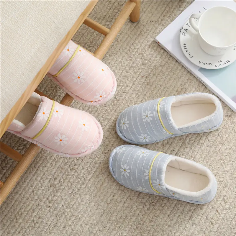 Autumn and Winter Daisy thick-soled non-slip cotton slippers women's indoor and outdoor maternity postpartum confinement shoes spring and summer Four Seasons