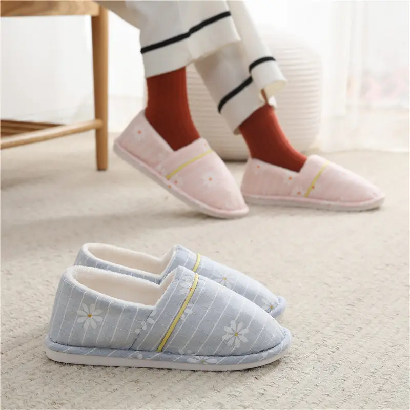 Autumn and Winter Daisy thick-soled non-slip cotton slippers women's indoor and outdoor maternity postpartum confinement shoes spring and summer Four Seasons