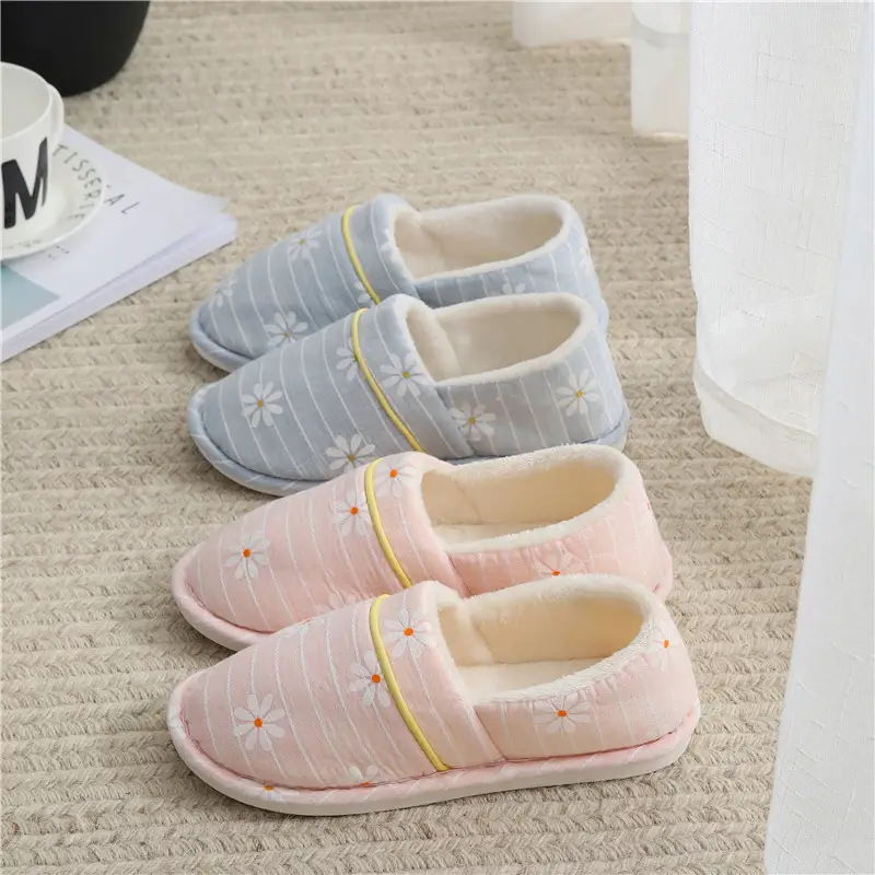 Autumn and Winter Daisy thick-soled non-slip cotton slippers women's indoor and outdoor maternity postpartum confinement shoes spring and summer Four Seasons
