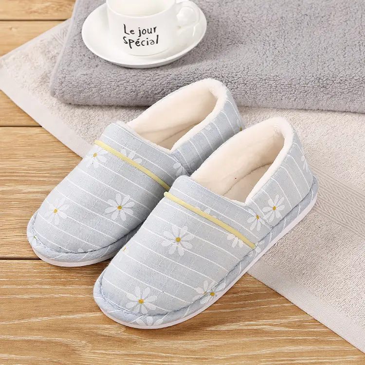 Autumn and Winter Daisy thick-soled non-slip cotton slippers women's indoor and outdoor maternity postpartum confinement shoes spring and summer Four Seasons