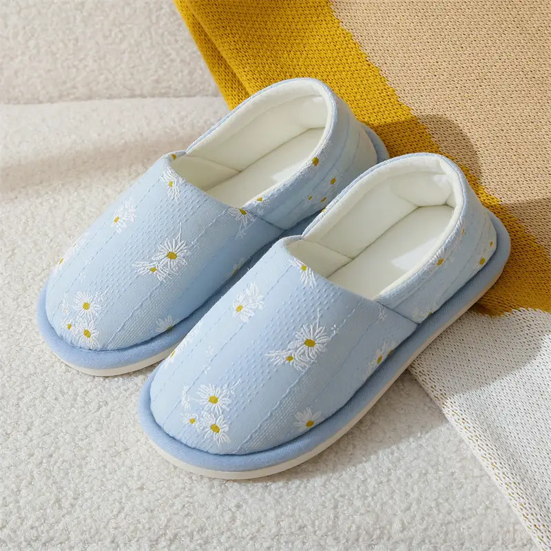 Autumn and Winter Daisy thick-soled non-slip cotton slippers women's indoor and outdoor maternity postpartum confinement shoes spring and summer Four Seasons