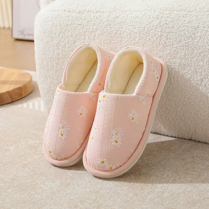 Autumn and Winter Daisy thick-soled non-slip cotton slippers women's indoor and outdoor maternity postpartum confinement shoes spring and summer Four Seasons