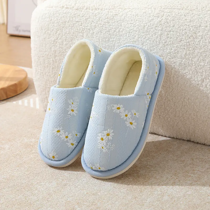 Autumn and Winter Daisy thick-soled non-slip cotton slippers women's indoor and outdoor maternity postpartum confinement shoes spring and summer Four Seasons