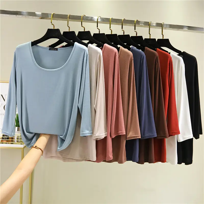 Women Loose T-Shirt Plus Size Solid Red - Image 9