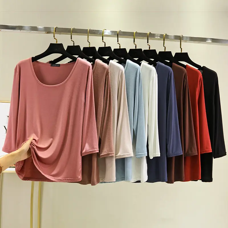 Women Loose T-Shirt Plus Size Solid Red - Image 10