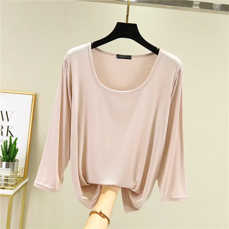 Women Loose T-Shirt Plus Size Solid Red - Image 3
