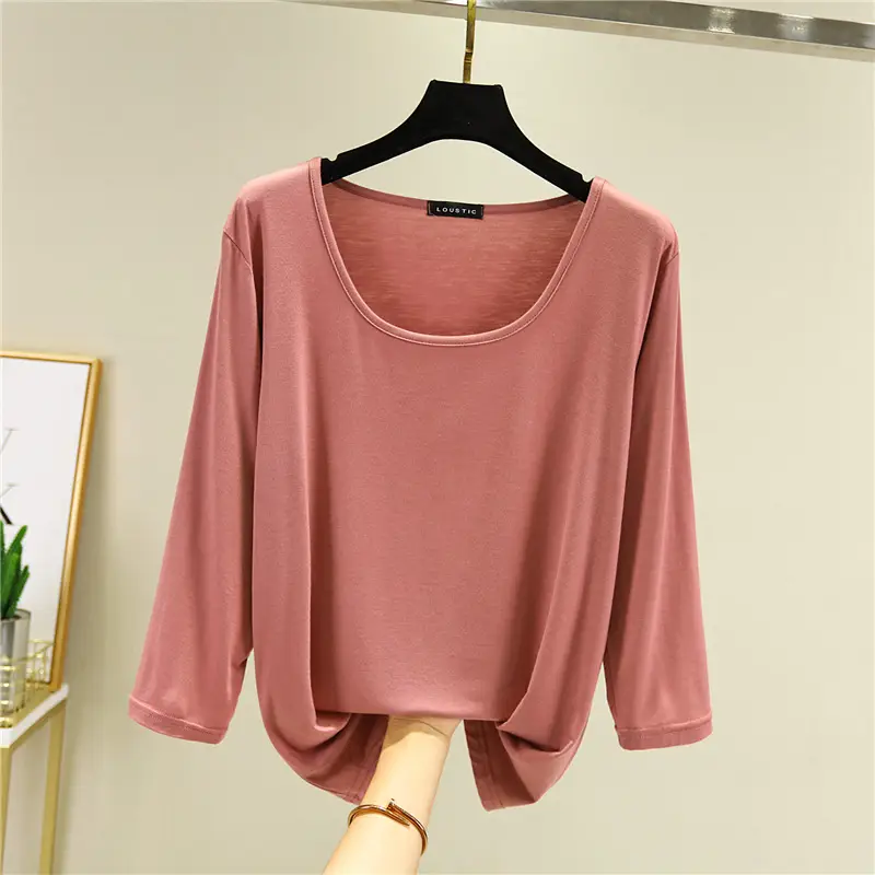 Women Loose T-Shirt Plus Size Solid Red - Image 4