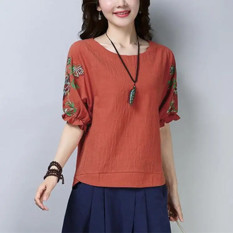 White Literary Embroidered T-Shirt for Women Slim Fit - Image 4