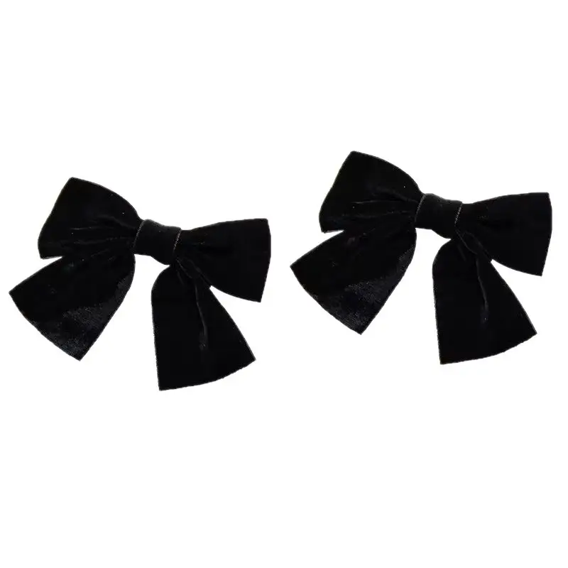 Black Velvet Top Clip Hairpins for Girls