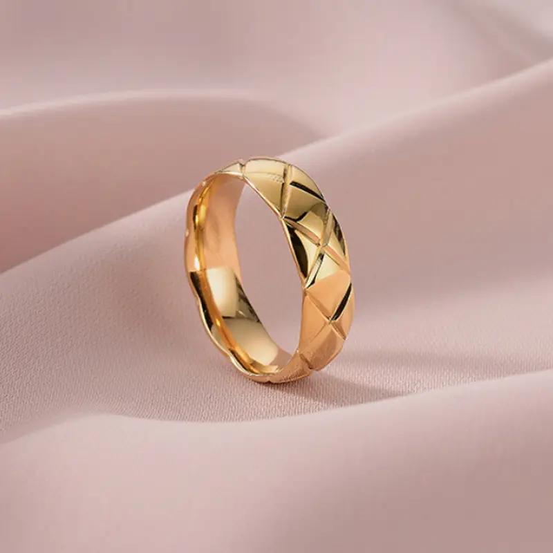Titanium Steel Diamond Mesh Ring for Women