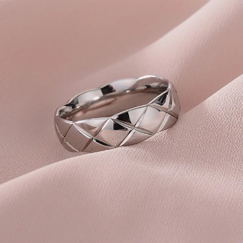 Titanium Steel Diamond Mesh Ring for Women