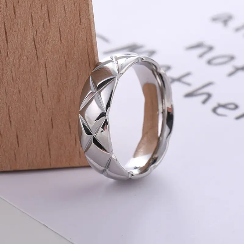 Titanium Steel Diamond Mesh Ring for Women