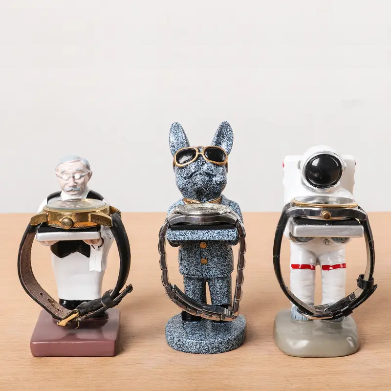 Grandpa Robot Watch Stand White Gold Decorative Display