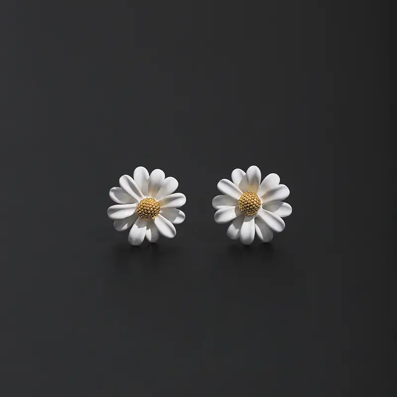 Silver Mini Daisy Earrings for Women - Image 4