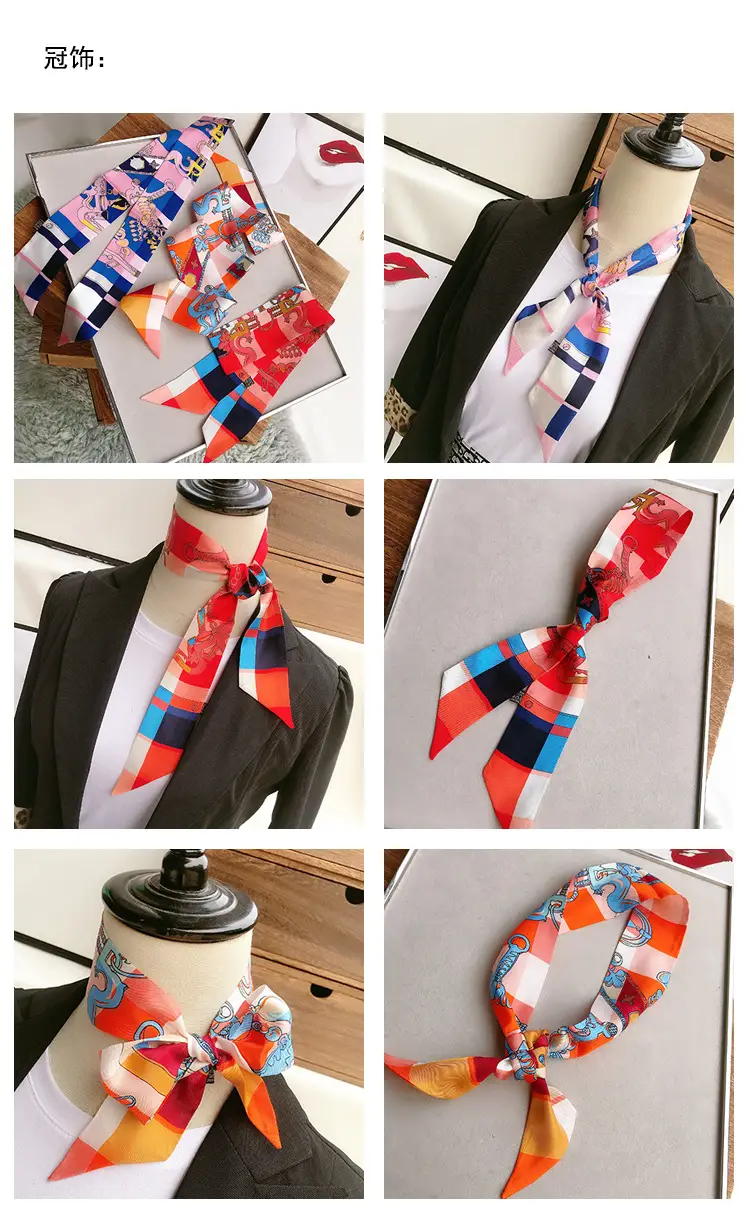 Women's Multi-color Silk Twill Scarves for Women — feature 19