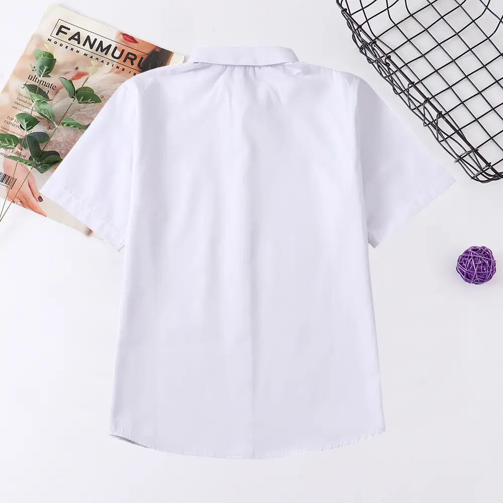 White Short-Sleeve Orthodox Embroidered Shirt for Girls - Image 3