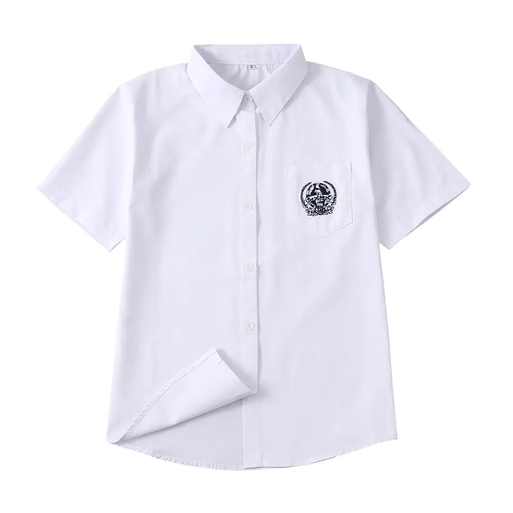 White Short-Sleeve Orthodox Embroidered Shirt for Girls - Image 6