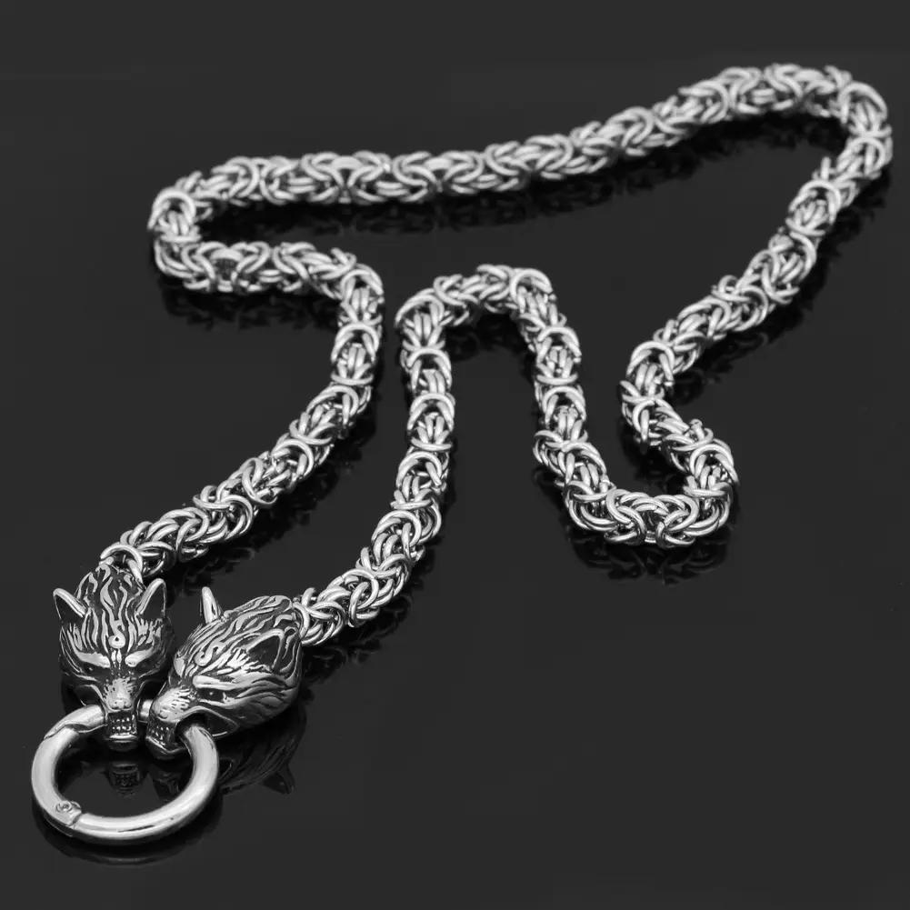 Nordic Viking Wolf Head Necklace for Men - Image 2