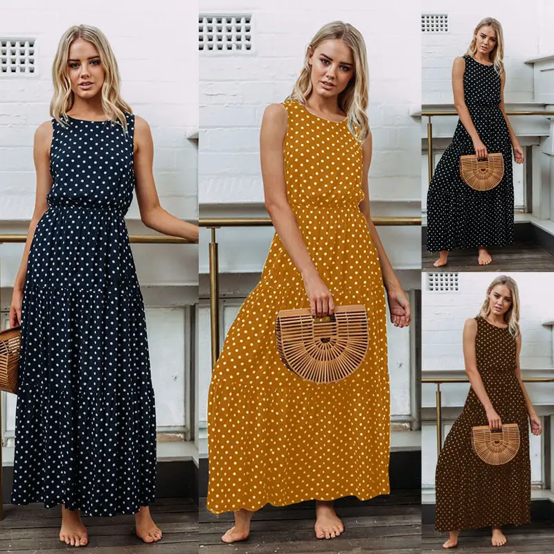 Black Polka Dot Sleeveless Dress for Women