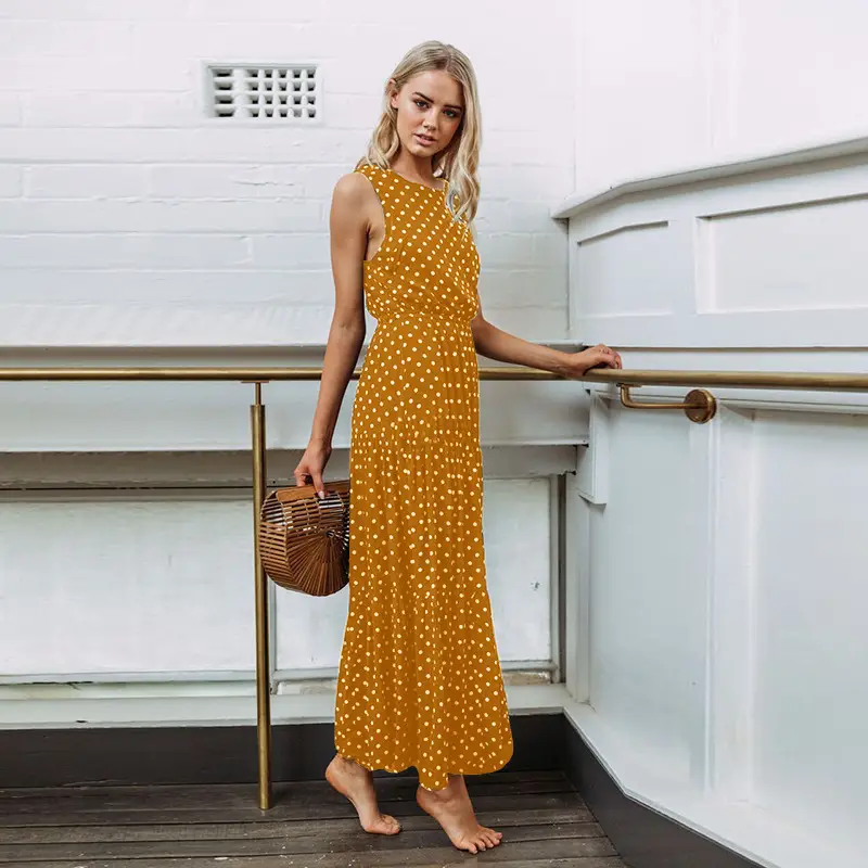 Black Polka Dot Sleeveless Dress for Women