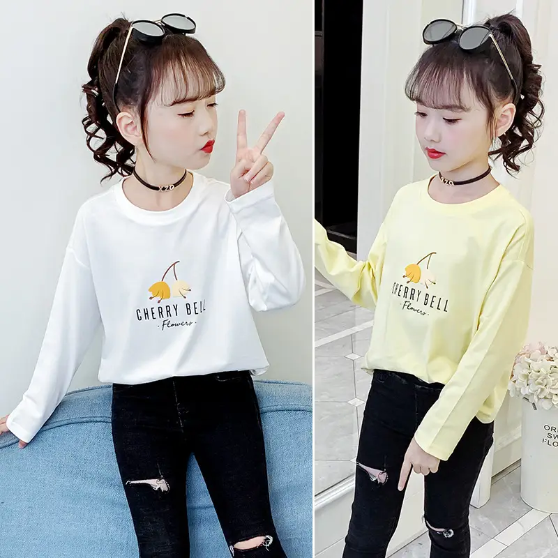 Girls Cotton Long Sleeve T-Shirt Yellow 2025 - Image 4
