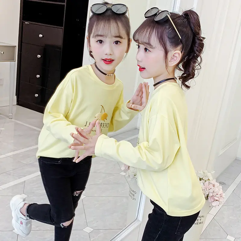 Girls Cotton Long Sleeve T-Shirt Yellow 2025 - Image 5