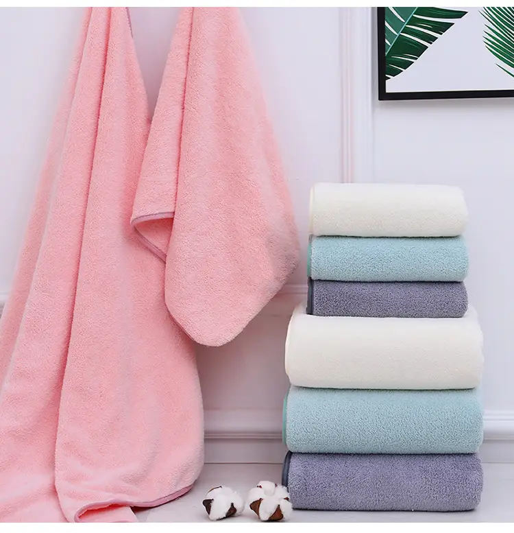 Coral Velvet Bath Towel Absorbent White — feature 11