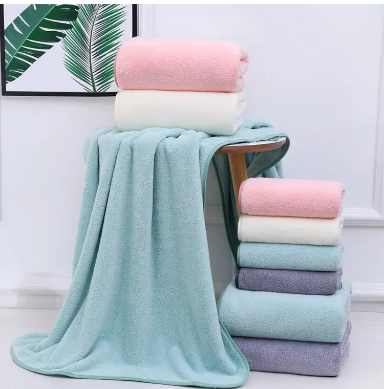Coral Velvet Bath Towel Absorbent White — feature 12