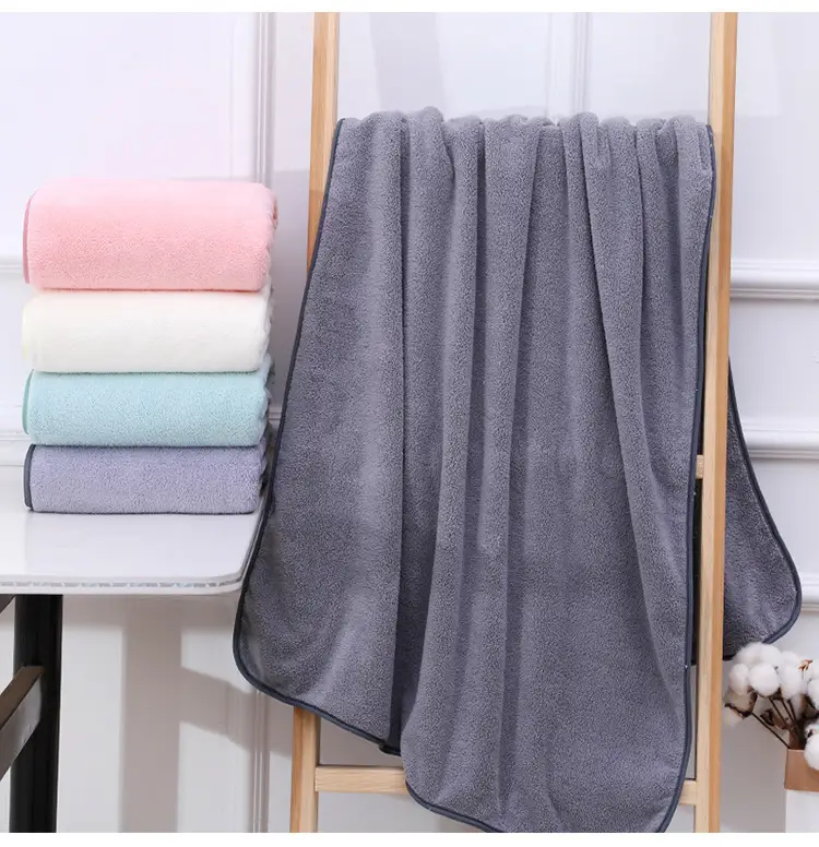 Coral Velvet Bath Towel Absorbent White — feature 8