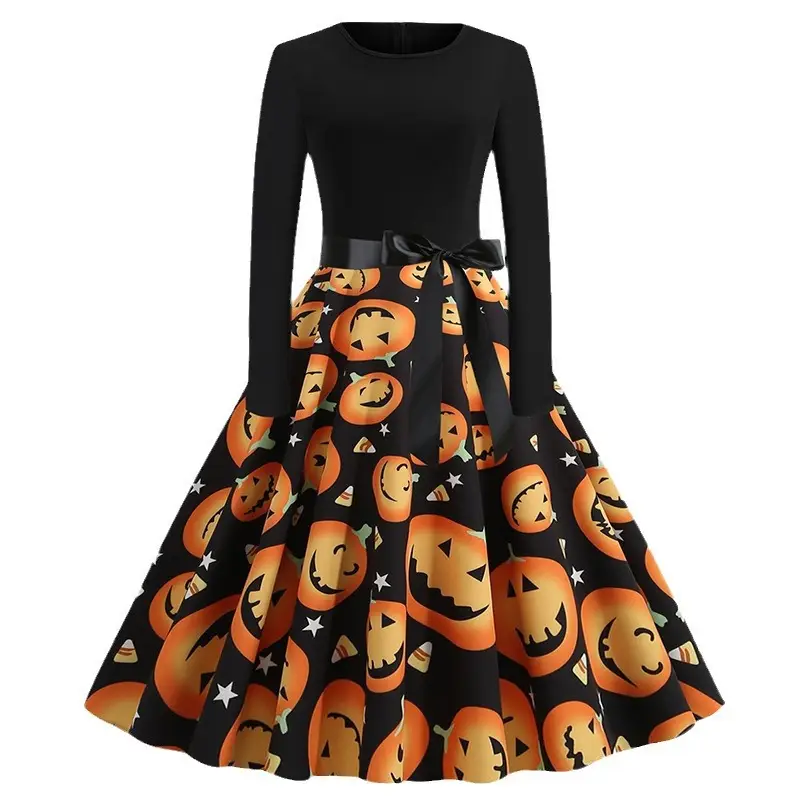 Black Digital Print Carnival Dress Skirt for Women - Image 5