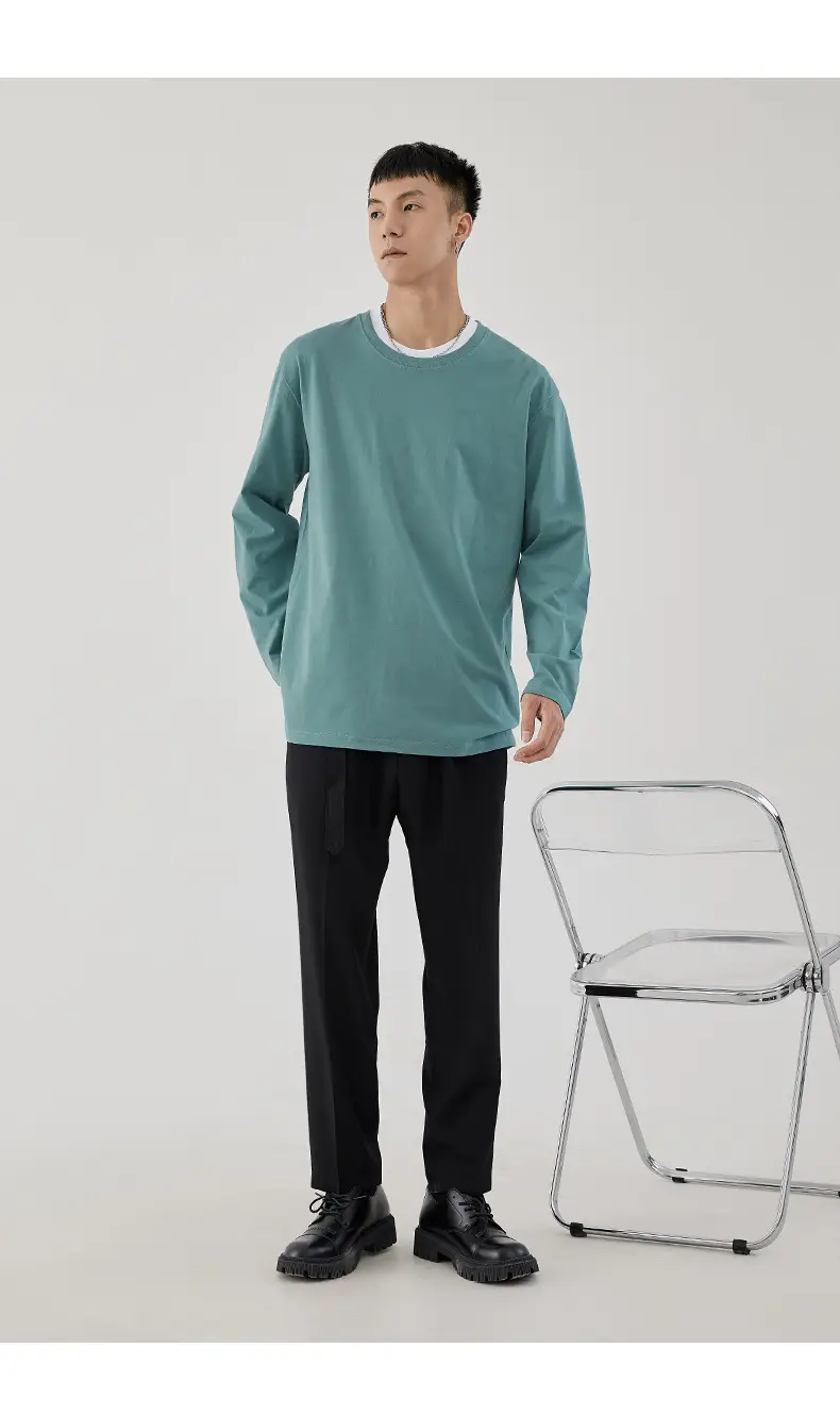 Men Long Sleeve T-Shirt White Base Cotton 3XL — feature 15