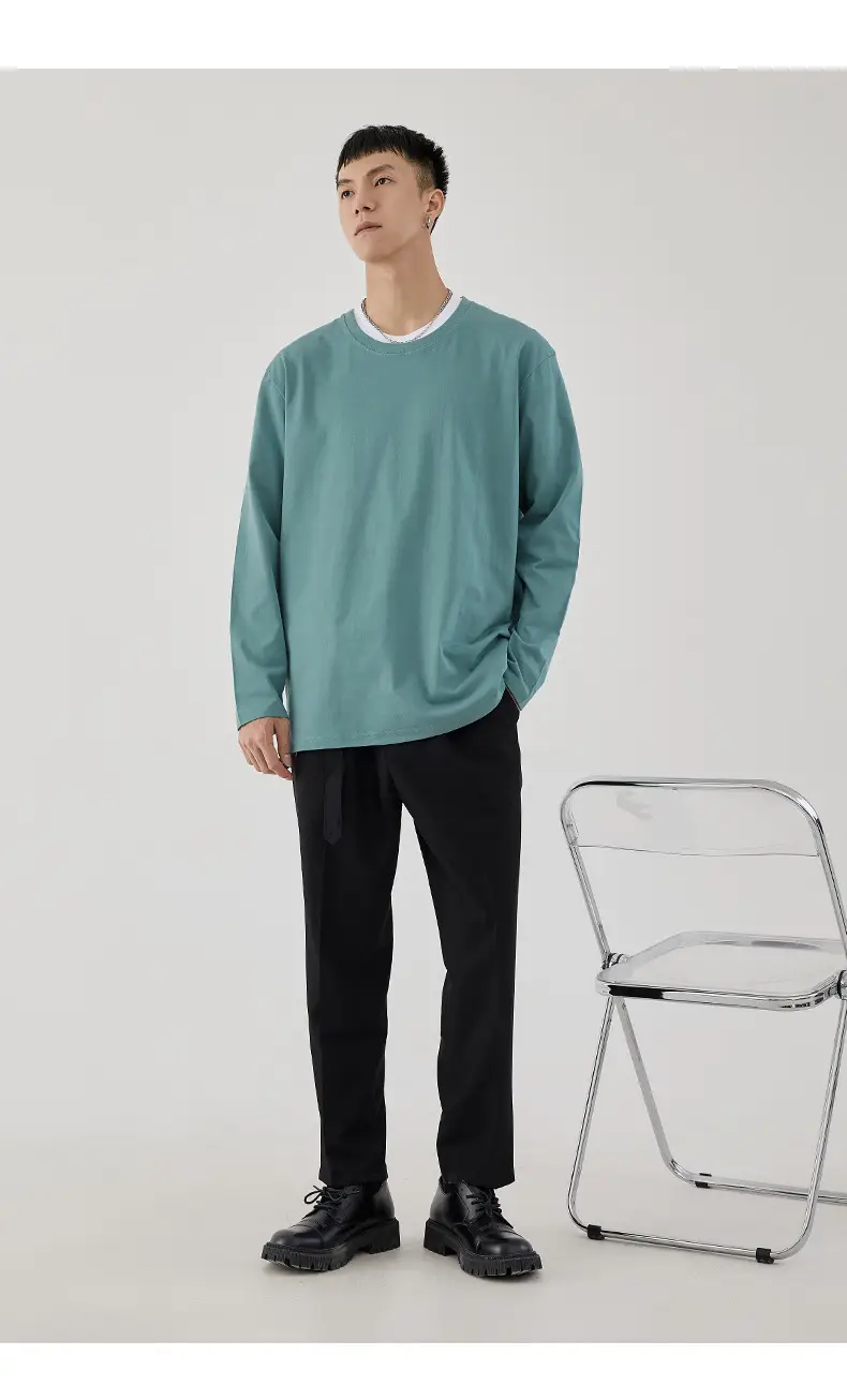 Men Long Sleeve T-Shirt White Base Cotton 3XL — feature 16