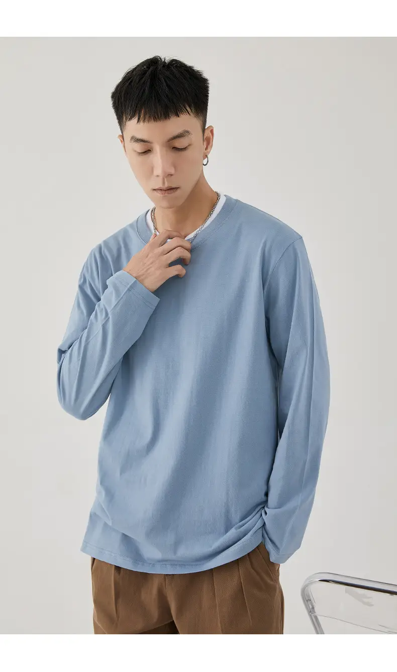 Men Long Sleeve T-Shirt White Base Cotton 3XL — feature 21